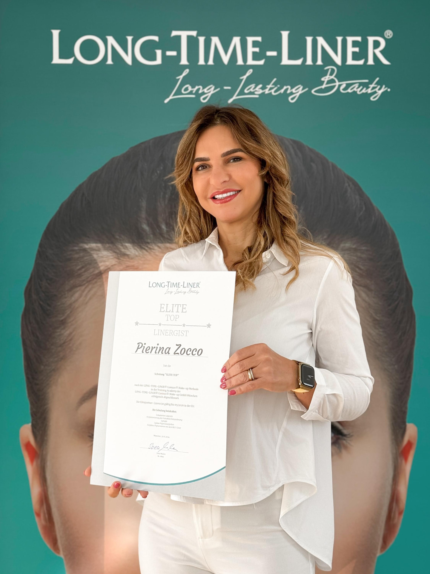 Pierina Zocco mit Long-Time-Liner Elite Top Linergist Zertifikat